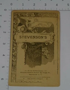 Tarjeta de publicidad de 2 caras Stevenson's Photographer Art Studio - 1889 - Imagen 1 de 2