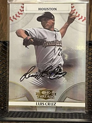 LUIS CRUZ 2008 DONRUSS THREADS HOUSTON ASTROS AUTOGRAPH AUTO REFRACTOR CARD /975 - Image 1 of 2