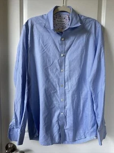 Robert Graham Dress Shirt Mens 16/41 Blue Houndstooth Tailored Fit Designer - Picture 1 of 8