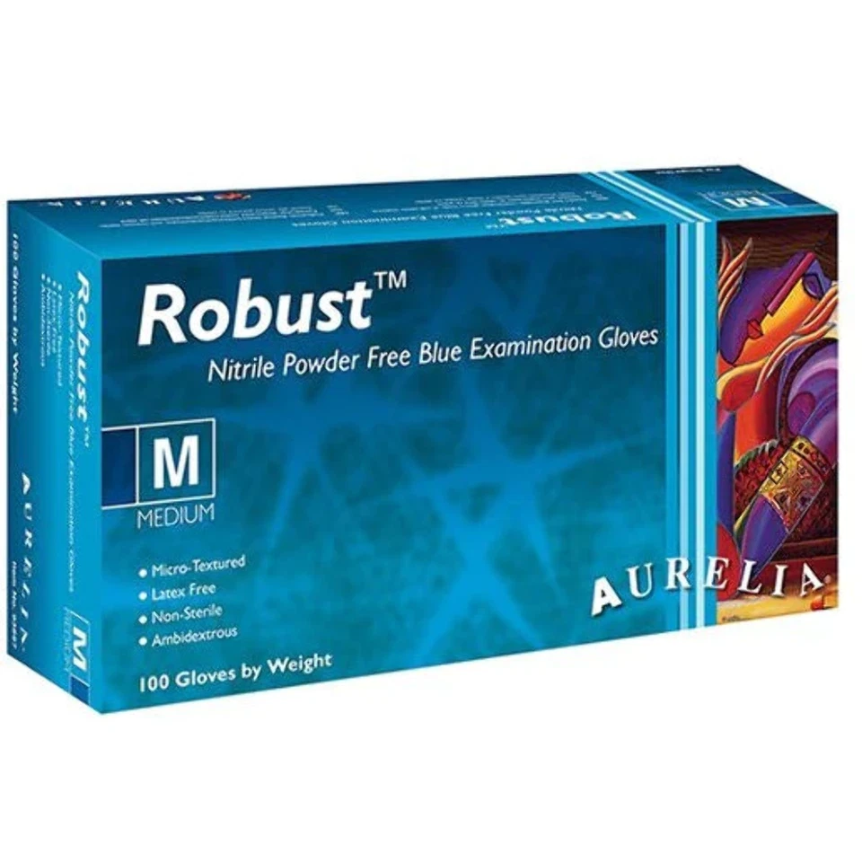 AURELIA GLOVES Aurelia Robust Nitrile Powder Free Gloves - Large - Pack of 100
