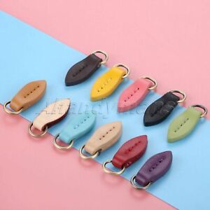 5Pcs Leaf Shape Leather Zipper Pull Zip Puller Replacement For Sewing Fittings