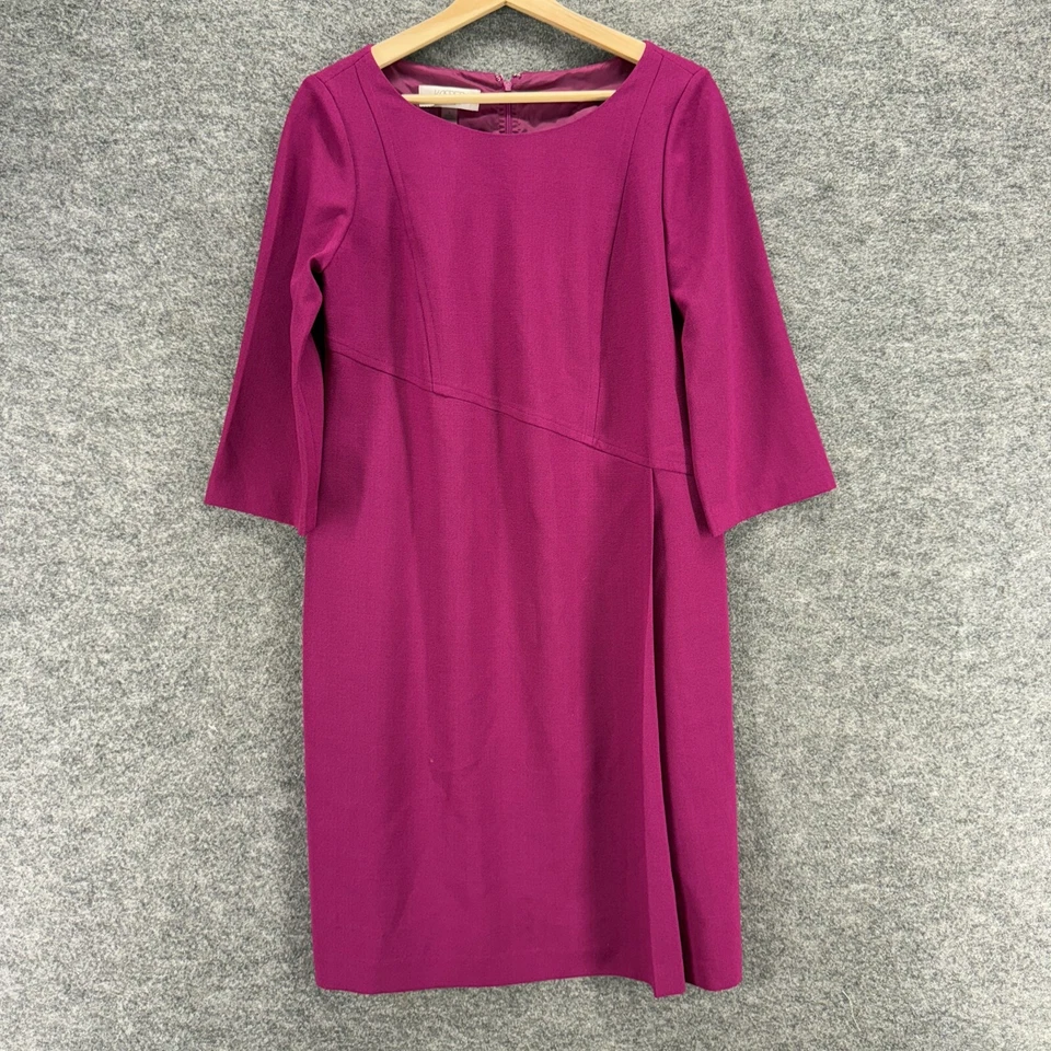 Vestido Kasper Mujer 8 Púrpura Cambio Midi Cremallera Forrado Manga 3/4 Cuello Redondo Informal Foto 1 de 4