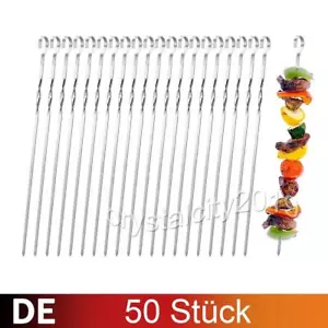 50 Stück Grillspieße Edelstahl Schaschlikspieße 38cm Rostfrei Fleischspieße Set - Bild 1 von 9