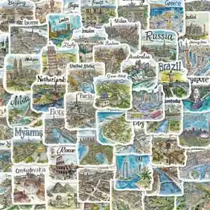 50pc Travel Country Stickers Pack Lot Laptop, Phone Case, Scrapbook, Journaling - Picture 1 of 6