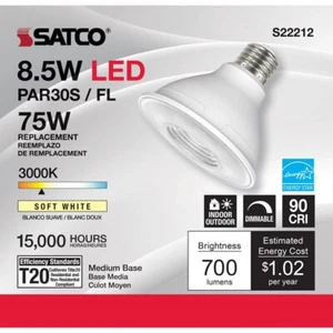 SATCO S22212 - 8.5 Watt PAR30S LED Bulbs - 3000K - 120 Volts (6 Pack) - Picture 1 of 6