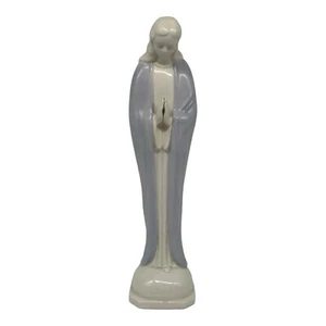 Vintage Blessed Virgin Mary Figurine White & Blue Ceramic Madonna  11.5” T Japan - Picture 1 of 13