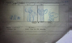 Pinky and the Brain 1995 Produktion handgezeichnet Studio Storyboard Seite WB - Bild 1 von 3