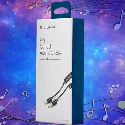 NEW 3.5mm Male to Male Stereo 9-foot Coiled Audio Auxilary Cable NS-MAUX9 - Image 1 of 4