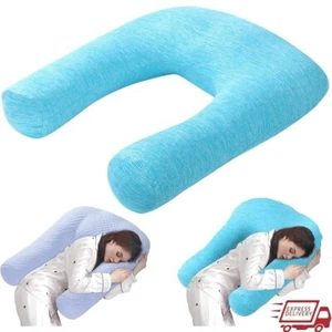 Ergonomic U Shaped Cooling Pillow Adjustable Cuddle Support Side Sleepers New - Picture 1 of 10