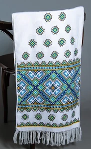 RUSHNYK Ucrania Toalla BODA Mano Punto Cruz Bordado Blanco Azul 200x33 cm - Imagen 1 de 11