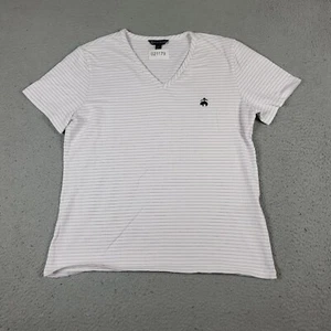 Brooks Brothers T-Shirt Boys Large White Purple Striped Short Sleeve Kids/Youth - Picture 1 of 7