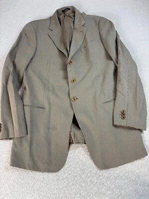 Armani Collezioni Hecho en Italia Para Hombres Traje a Rayas Abrigo Blazer Chaqueta Marrón 44L Foto 1 de 4