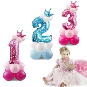 Giant 32" Balloon First Foil Latex Number Boy Girl Birthday 1st Party Decoration - Picture 1 of 11