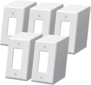 50 Pack 1-Gang Jumbo Decor Wall Plate, Oversize Unbreakable Polycarbonate Decora - Picture 1 of 12