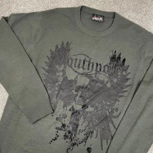 Y2K Southpole Thermo Shirt Pullover Herren L Cyber Affliction Style Totenkopf Acryl - Bild 1 von 9