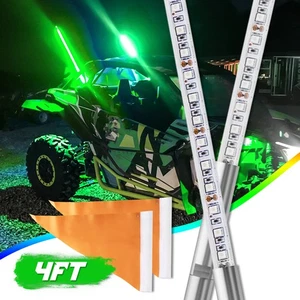 Pair 3FT LED Whip Lighted Antenna w/ Flag RED for ATV UTV Buggy Polaris Offroad - Picture 1 of 9