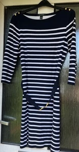 Lauren Ralph Lauren Navy & White Stripe Dress Size L - Picture 1 of 3