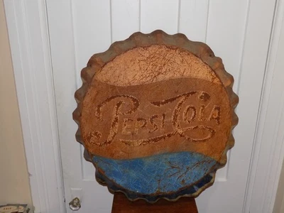 Vintage Pepsi Cola Metal Embossed Bottle Cap Sign - Image 1 of 4