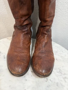 Botas de montar Frye Melissa Scrunch marrón elástico trasero alto tirar de cuero 7,5 m - Imagen 1 de 10