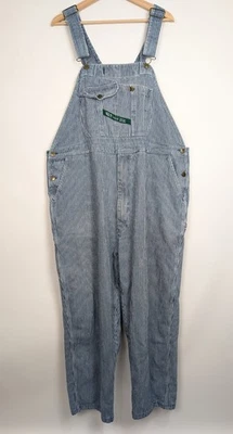 Key Imperial Men 48x30 Carpenter Bib Overall Blue Hickory Stripe Railroad Work - Image 1 of 4