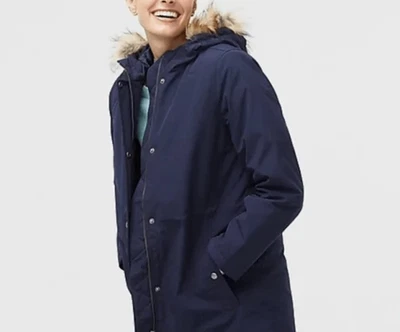 NUEVO CON ETIQUETAS J. Parka Crew piel sintética azul marino XSP Foto 1 de 4