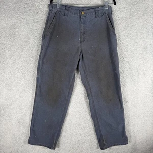 Pantalones Carhartt para hombre 32x30 azul marino peto calce lona ropa de trabajo 383-20 desgastados - Imagen 1 de 10