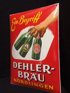 Dehler Bräu Nördlingen Emailschild ( um 1925 ) Bier Bierschild  - nahezu perfekt - Bild 1 von 5