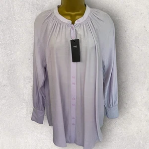 M&S COLLECTION Womens Pale Lilac Smock Neck Longline Loose Fit Blouse UK 8 NWT - Picture 1 of 2