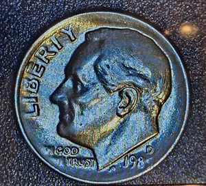 Error 1985 D Roosevelt Dime Struck Through Grease - Weak Strike Bothsides - Picture 1 of 2
