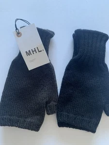 MHL Margaret Howell Fingerless Gloves x2 Pair Merino Brown Black - Picture 1 of 10