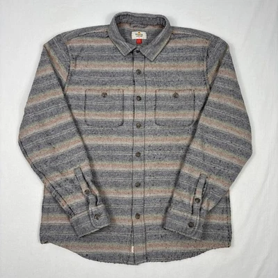 Marine Layer Fleece Shacket Men's M/L Gray Striped Wool Blend Overshirt Pockets - Image 1 of 4
