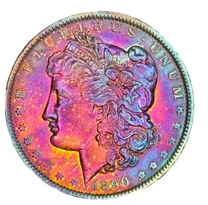 1890 Morgan 90% Silver Dollars SILVER Coins US Monster Toned - Imagen 1 de 2