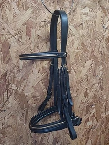 Kieffer Leather Flash Bridle, Cob Size. Black/Gold Piping. (Ref:305Y) - Picture 1 of 13