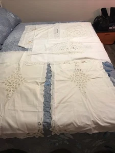 Lot Of 5 Vintage Battenburg Lace 100% Cotton Pillow Shams-3 King 2 Standard - Bild 1 von 19
