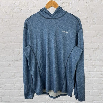 Simms Fishing Insect Shield Hoodie Blue UPF Blue Long Sleeve Mens Medium - Image 1 of 4