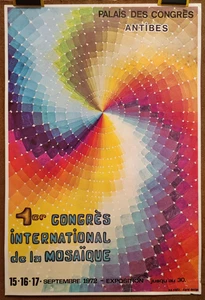 Affiche originale ancienne 1972 1er Congrès de la Mosaïque à Antibes /RS569 - Picture 1 of 1