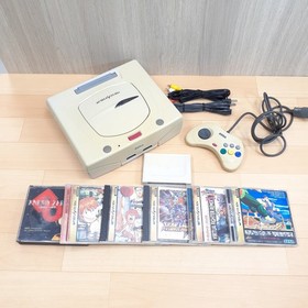 SEGA SATURN console Japanese white with 6 games, 1 controller, memory & cables