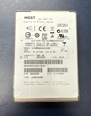 HGST HUSMM8040ASS200 400GB 6Gbps SAS 2.5 SFF MLC SSD Solid State Drive B28588 - Image 1 of 4