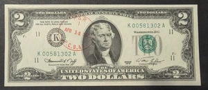 2 1976 $2 Bill's Pacific Coast Bank April 14, 1976 Sequential Serial Numbers C/U - Picture 1 of 8