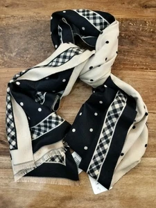 Spotty Scarf Black and Cream New with Tags - Picture 1 of 5