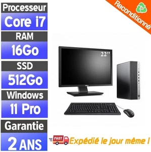 ☑️⭐☑️EliteDesk 800 G3 SFF - Intel Core i7-6700 3.40GHz - SSD 512 Go - Ram 16Go - - Photo 1/5