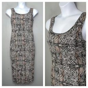 Abito tubino smanicato maglia jersey alto New Look taglia 18 azteco geometrico artistico - Foto 1 di 13