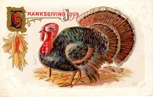 Postal Vintage Día de Acción de Gracias Turquía Bonita Tarjeta de Arte Antiguo - Imagen 1 de 2