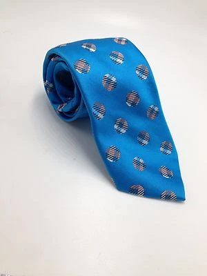 $75 Nick Cannon Hombres Corbata Cuello Azul Gris Blanco Lunares Traje Ajustado Corbata 60x3 Foto 1 de 4