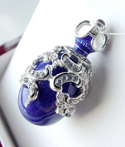 SALE!  RUSSISCHER EI ANHÄNGER STERLINGSILBER 925 mit ECHTEM LAPIS - Bild 1 von 1