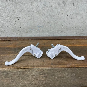 Old School BMX Freestyle Brake Lever Set White NOS Lee Chi MX OG 1989 89.1 80s - Picture 1 of 13