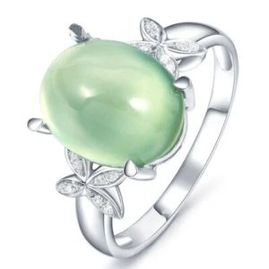 Lucky Green Cats Eye Solitaire Crystal Butterfly Ring Sizes 6 - 12 Free Gift Box - Picture 1 of 10