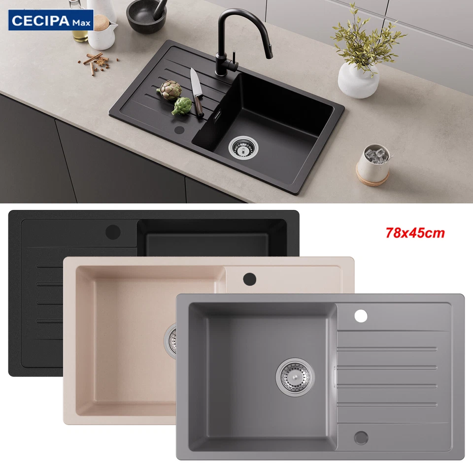 Granite sink kitchen sink built - in sink kitchen sink XL granite sink 78x45 - Image 1 of 1