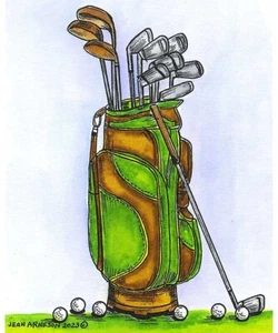 Golf Clubs Golfing Sports Wood Mounted Rubber Stamp NORTHWOODS M11301 New - Picture 1 of 4
