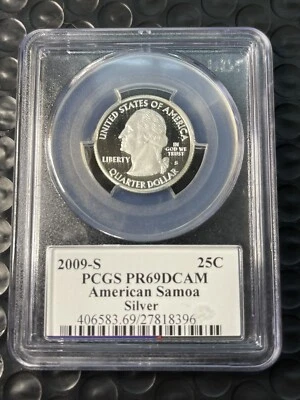 2009-S SILVER America Samoa State Quarter PCGS PR69 DCAM With State Flag Holder - Image 1 of 4
